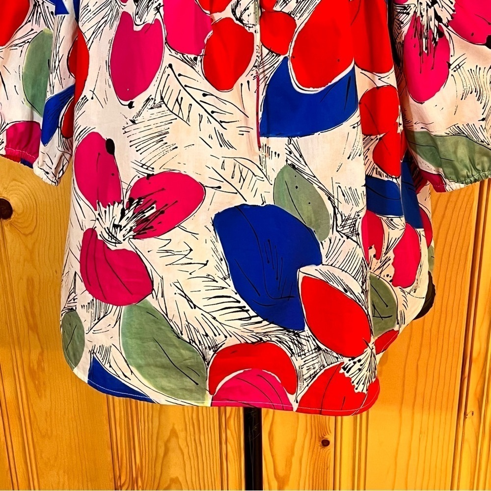 Sara Campbell Colorful Cotton Print Top Sz-XS - Picture 3 of 10
